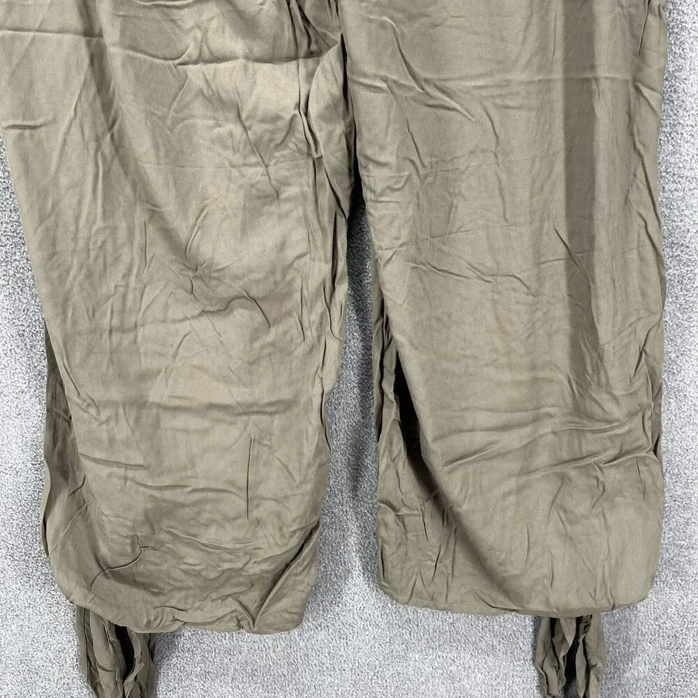 BLOOMCHIC Pants plus 2X 18 20 Green knotted split hem solid‎ pockets pull on